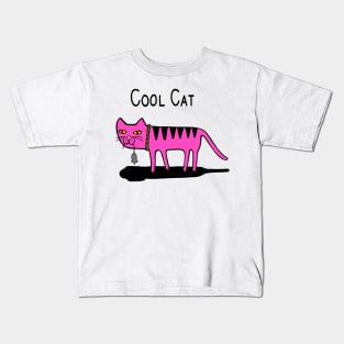 Cool Cat - pink cat Kids T-Shirt